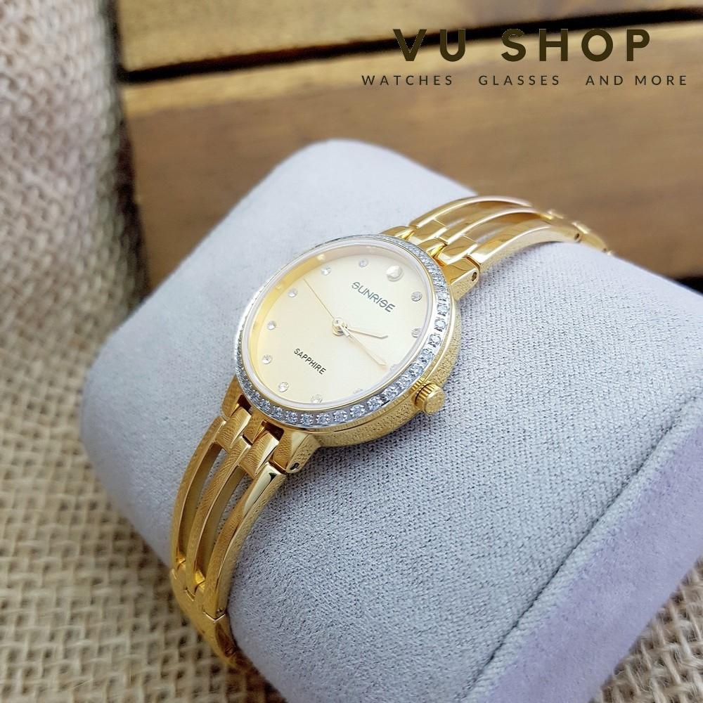 ĐỒNG HỒ SUNRISE LẮC TAY 3 - KÍNH SAPPHIRE (VÀNG MẶT VÀNG)