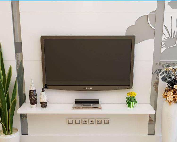 [HCM]Kệ tivi treo tường 1 thanh 100cm sâu 20cm (Trắng) gỗ lõi xanh chống ẩm