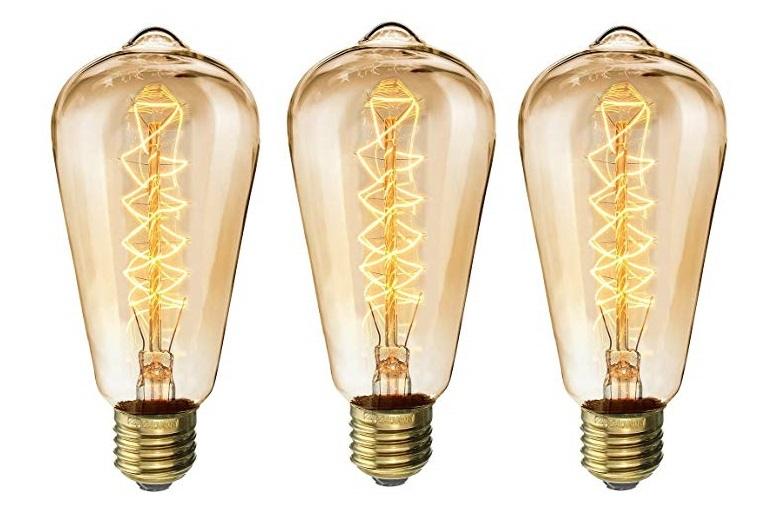 Bộ 3 Bóng đèn Edison Vintage Bulb 40W Tim xoắn Đuôi đèn E27 220V Dùng Dimmer Điều chỉnh độ sáng tối