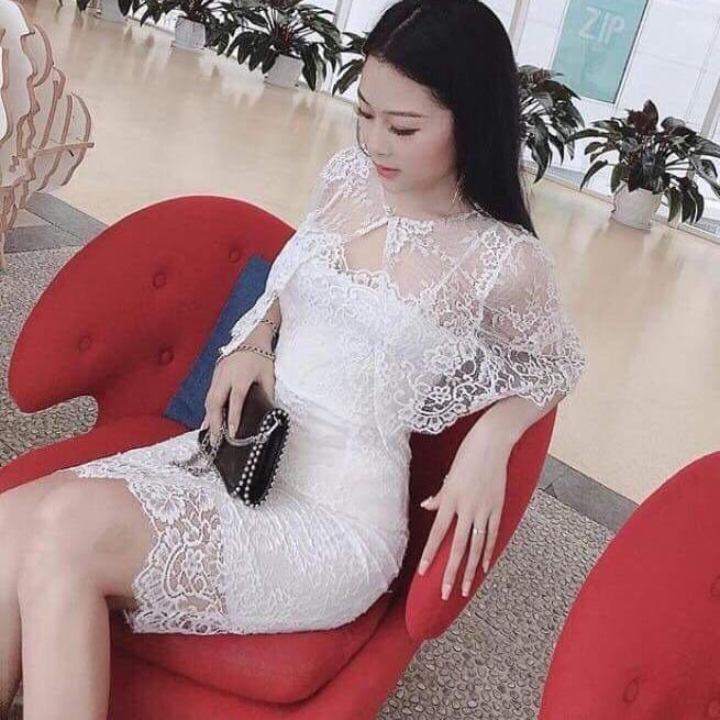 đầm ren body kèm áo khoác