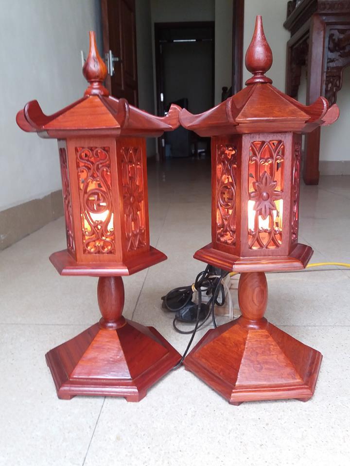 đèn thờ gỗ hương cao 50cmx15cm