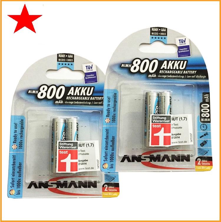 Combo 2 vỉ pin sạc đũa AAA Ansmann 800mAh (1 vỉ 2 viên) chính hãng