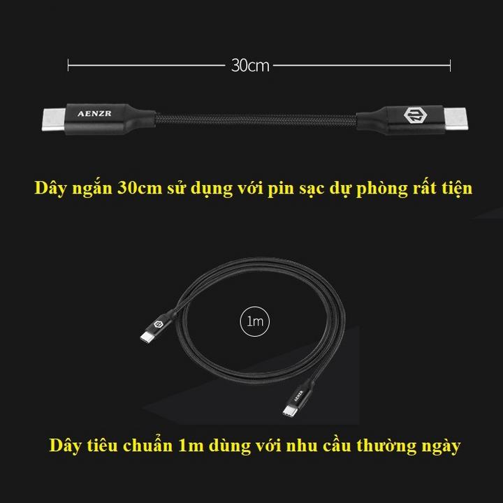 Cáp type C Aenzr cao cấp (sạc nhanh 5A)