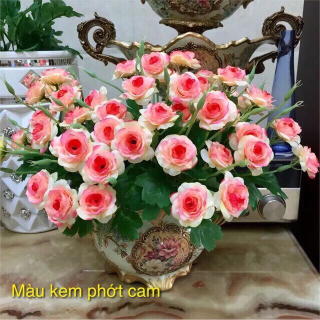 Set 5 cành hoa hồng Hungary, cành 8-10 bông hoa lụa siêu đẹp- Hoa giả cao cấp- Hoa để bàn - Hoa văn phòng- Hoa trang trí