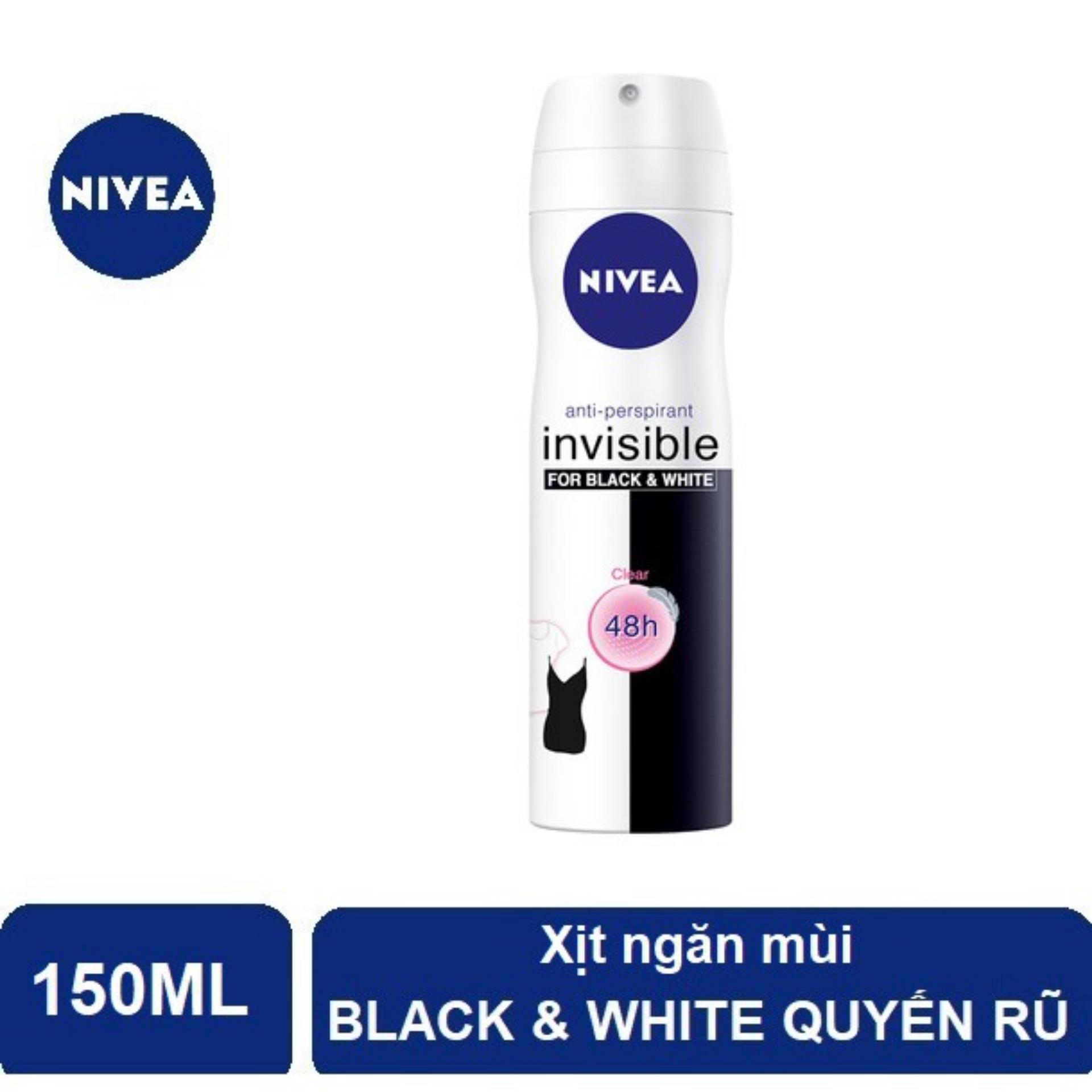 Xịt khử mùi Nivea Invisible for Black & White 48h  150ml - Đức