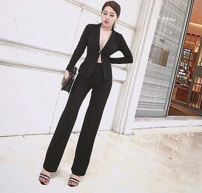 Sét áo vest trâm cài quần tây