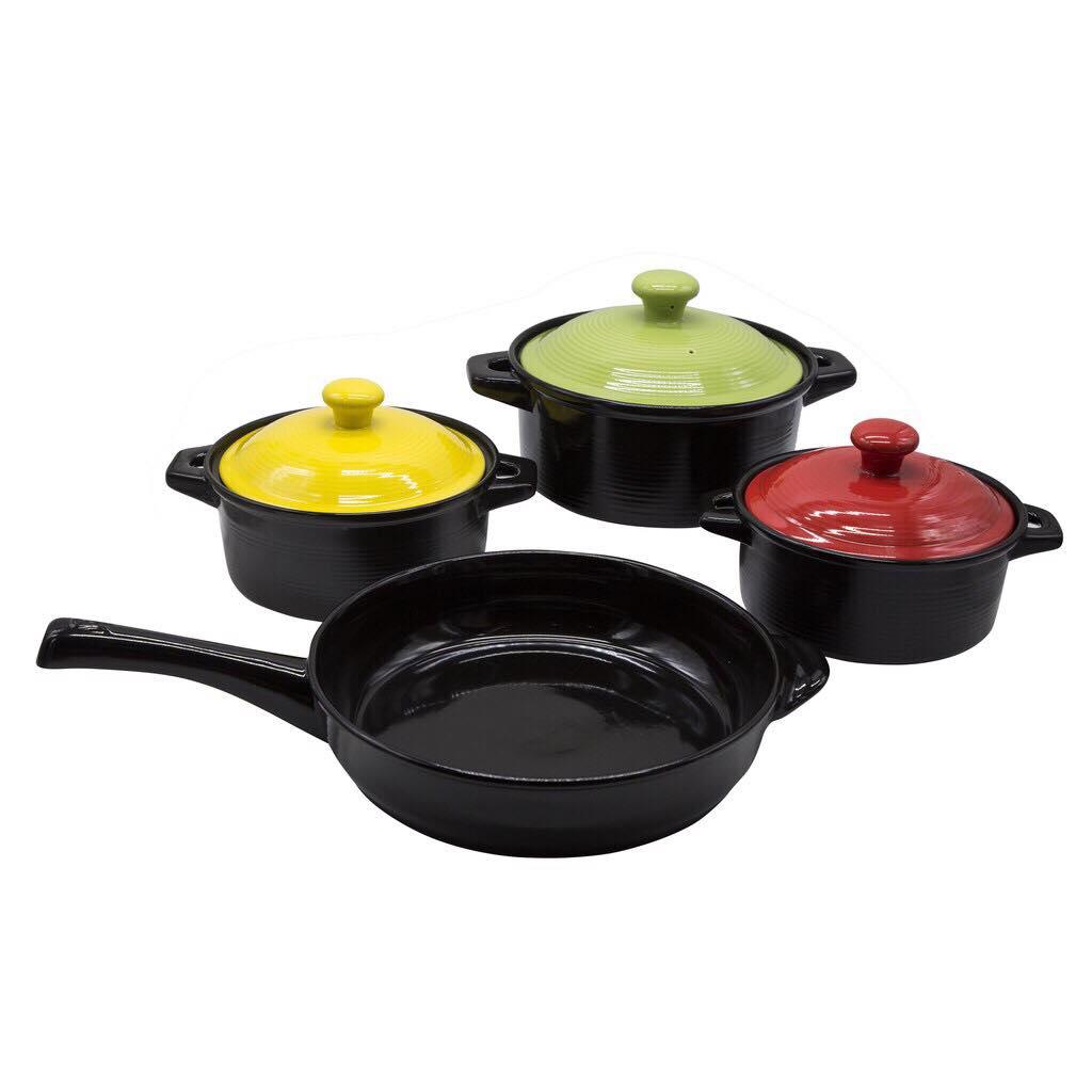 Bộ 3 Nồi Sứ Molise + 1 Chảo Tròn Cỡ Đại Phi 33cm Royalcooks - Nồi sứ NK Australia - Nồi sứ XK USA