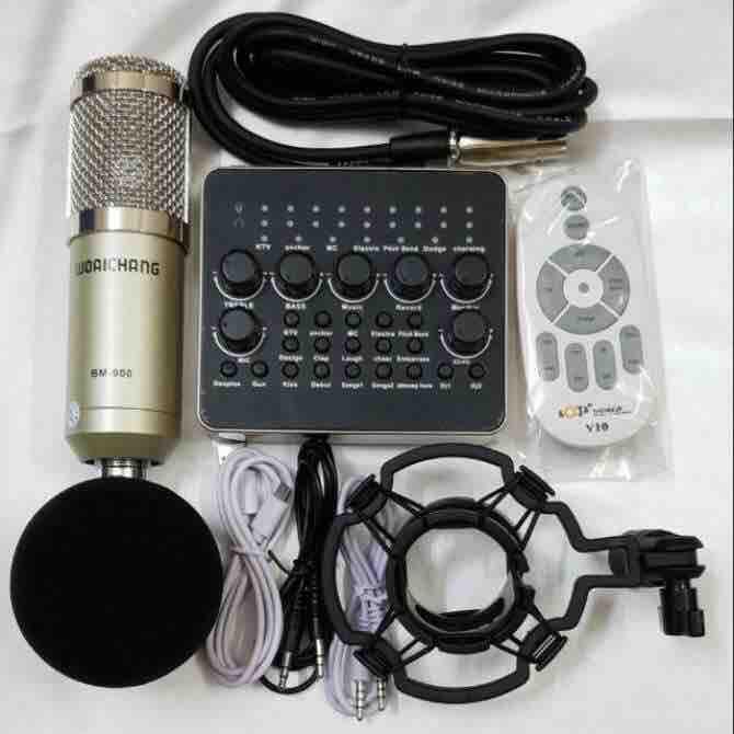 Sound card V10 và Micro thu âm BM 900
