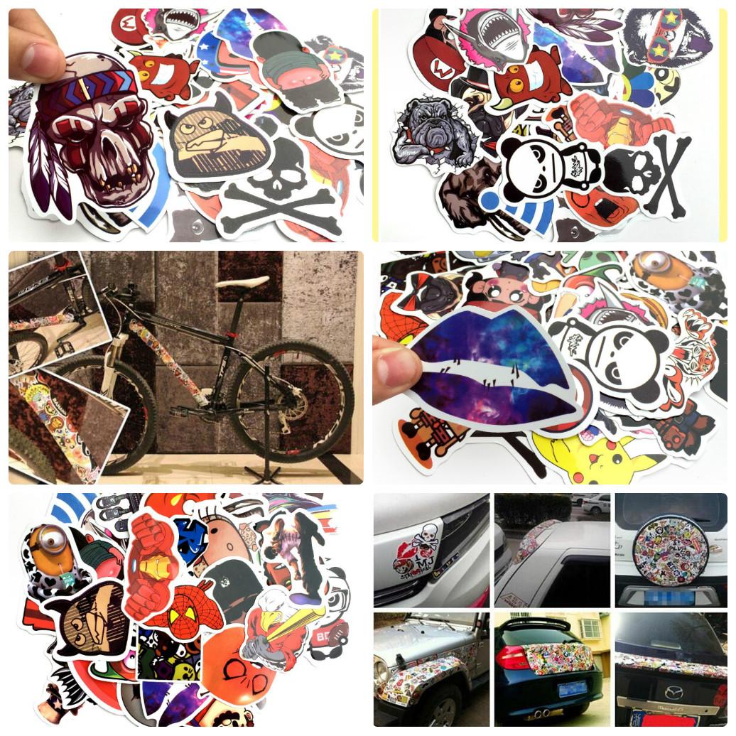 Combo 100 sticker dán mũ bảo hiểm, dán xe, dán laptop ...