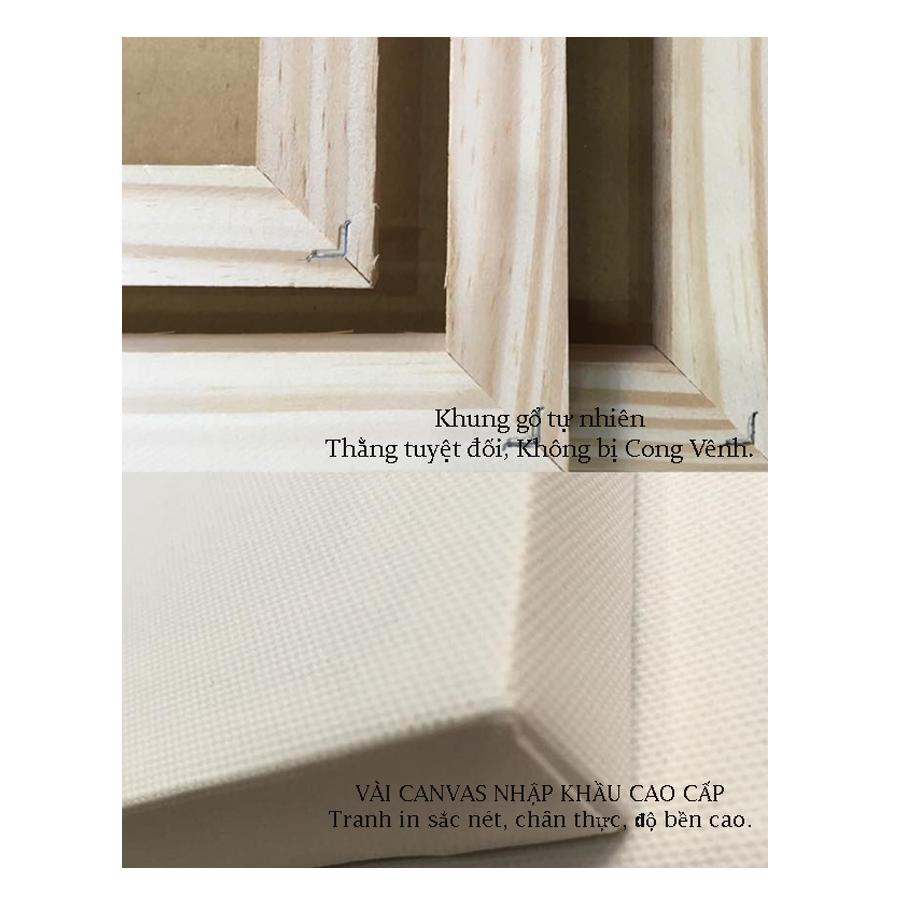 Bộ 4 tranh canvas trang trí phòng khách tặng kèm đinh treo tranh chuyên dụng - Khung hình phạm gia PG63