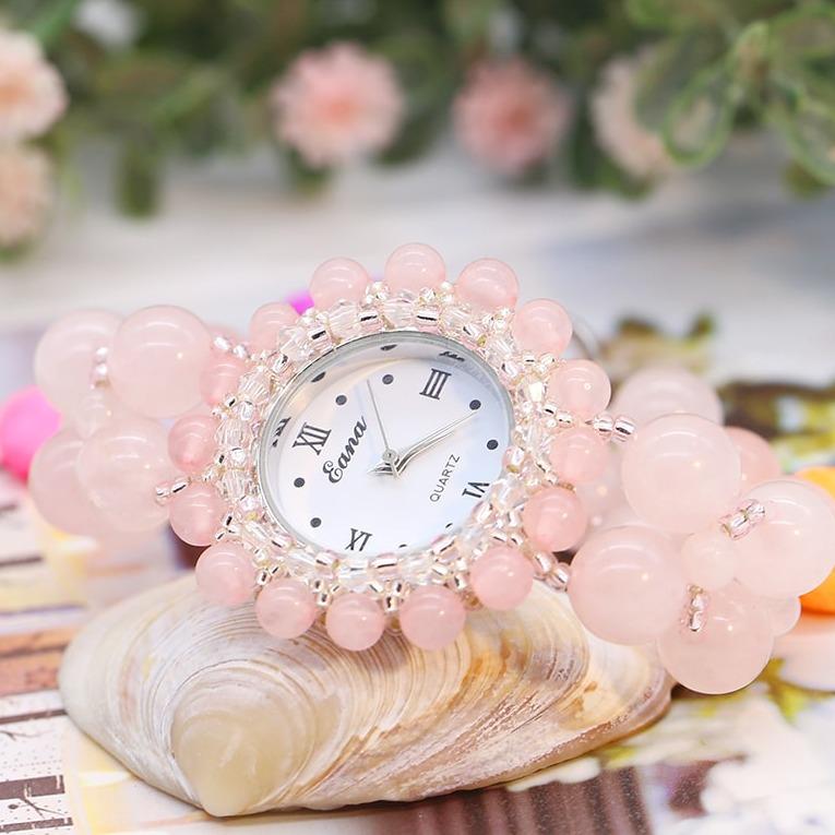 Đồng Hồ Đá Thạch Anh Hồng DHN04 Bảo Ngọc Jewelry