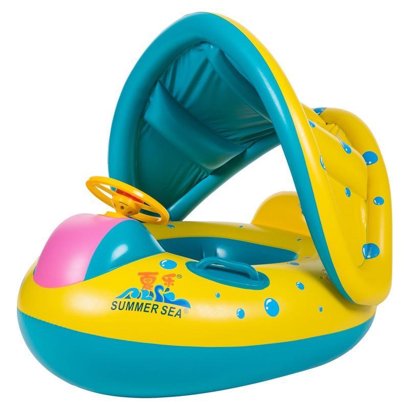 Phao bơi trẻ em galano xỏ chân cho bé gái, bé trai du thuyền có mái che và còi bấm đáng yêu ss-001123
