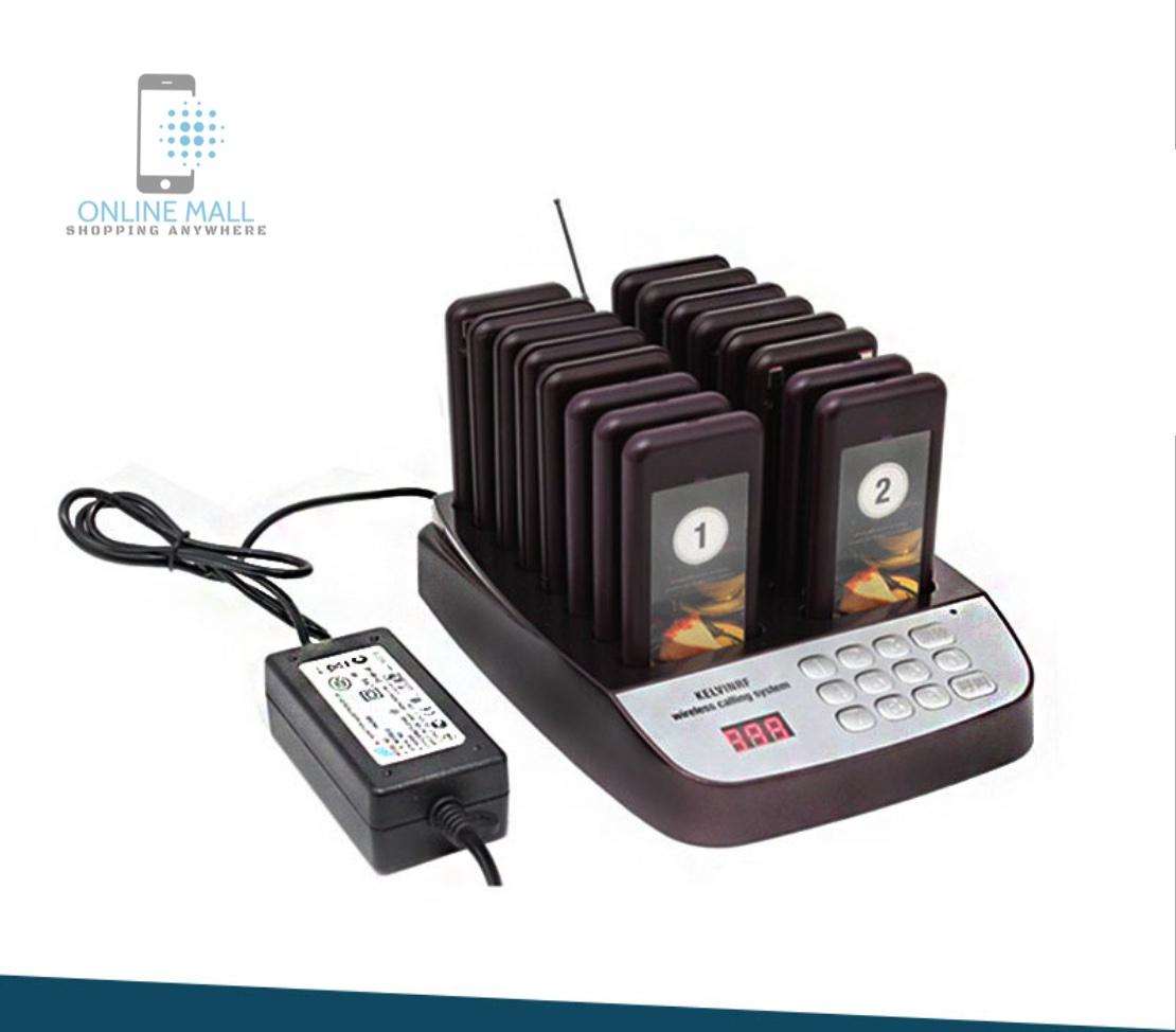 Thiết bị báo rung tự phục vụ gọi khách 16 thẻ - Wireless Calling System 1 Keypad + 16 Pagers
