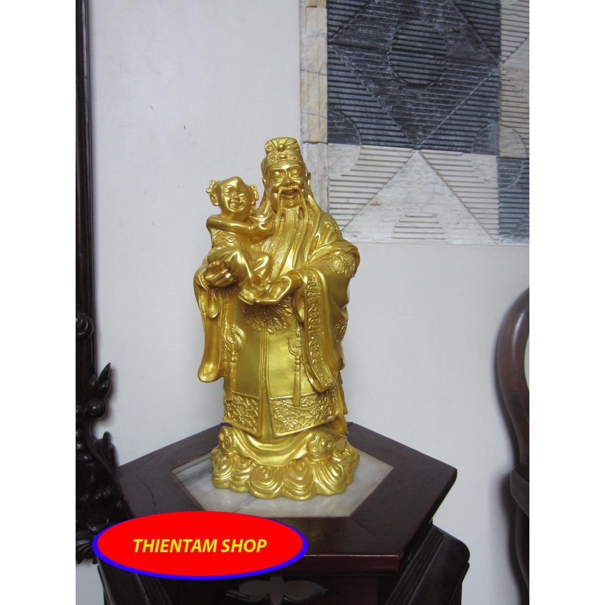 [HCM]Bộ tượng đá Phúc Lộc Thọ vàng đại (TDV37)