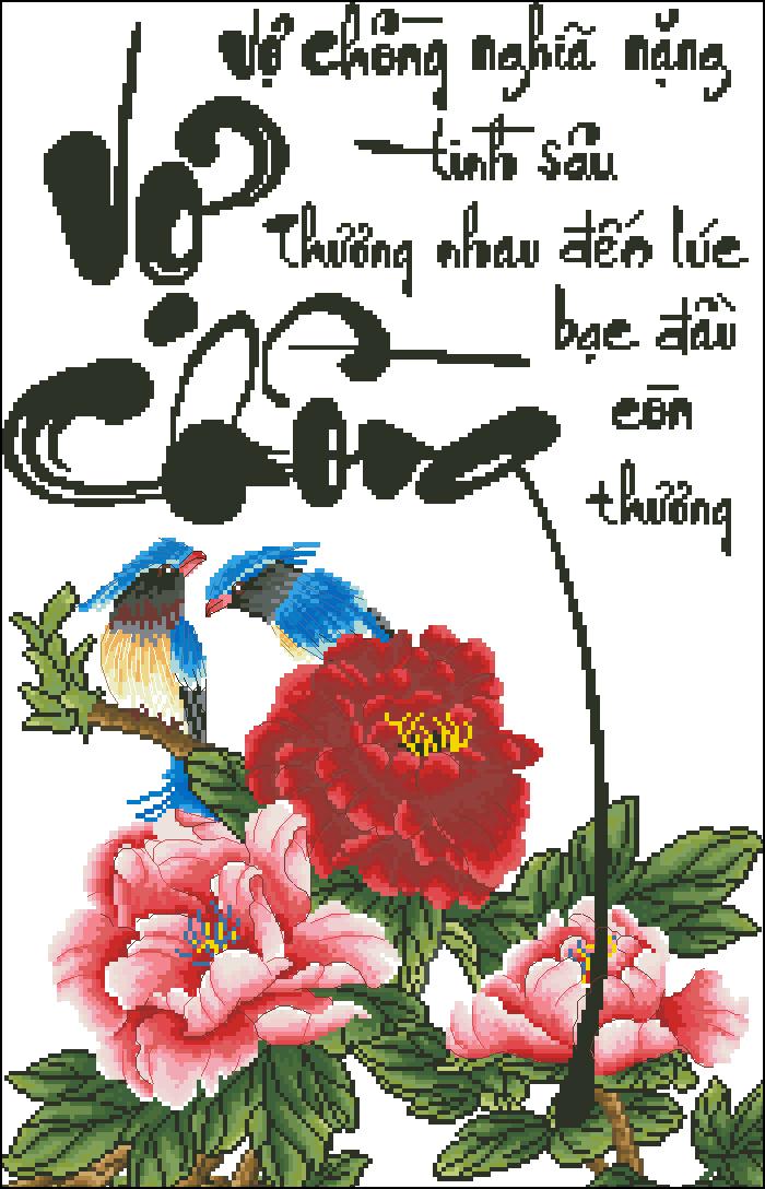 Tranh Thêu Chữ Thập Vợ Chồng