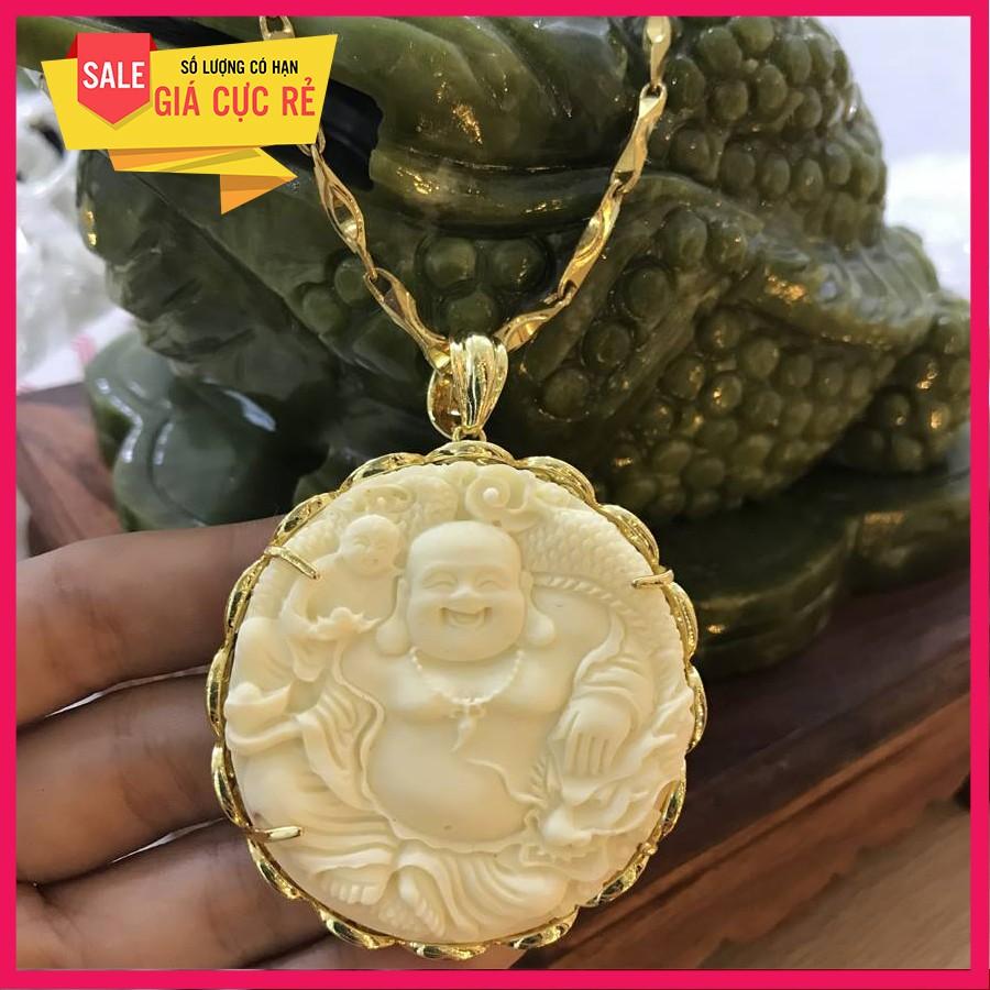 Vòng cổ nam mặt Phật phong thủy đá thạch anh cao cấp(tròn trắng)