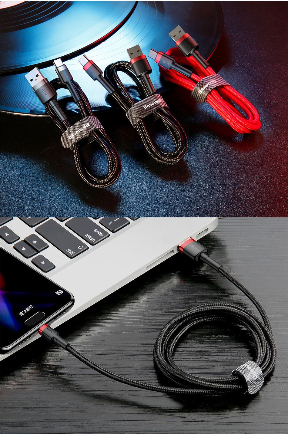 Cáp sạc  Baseus Cafule Type C 1m và 2m cho Samsung S8/S9/ Note8/ Note9/ Xiaomi/ Huawei/ Oppo/Nokia