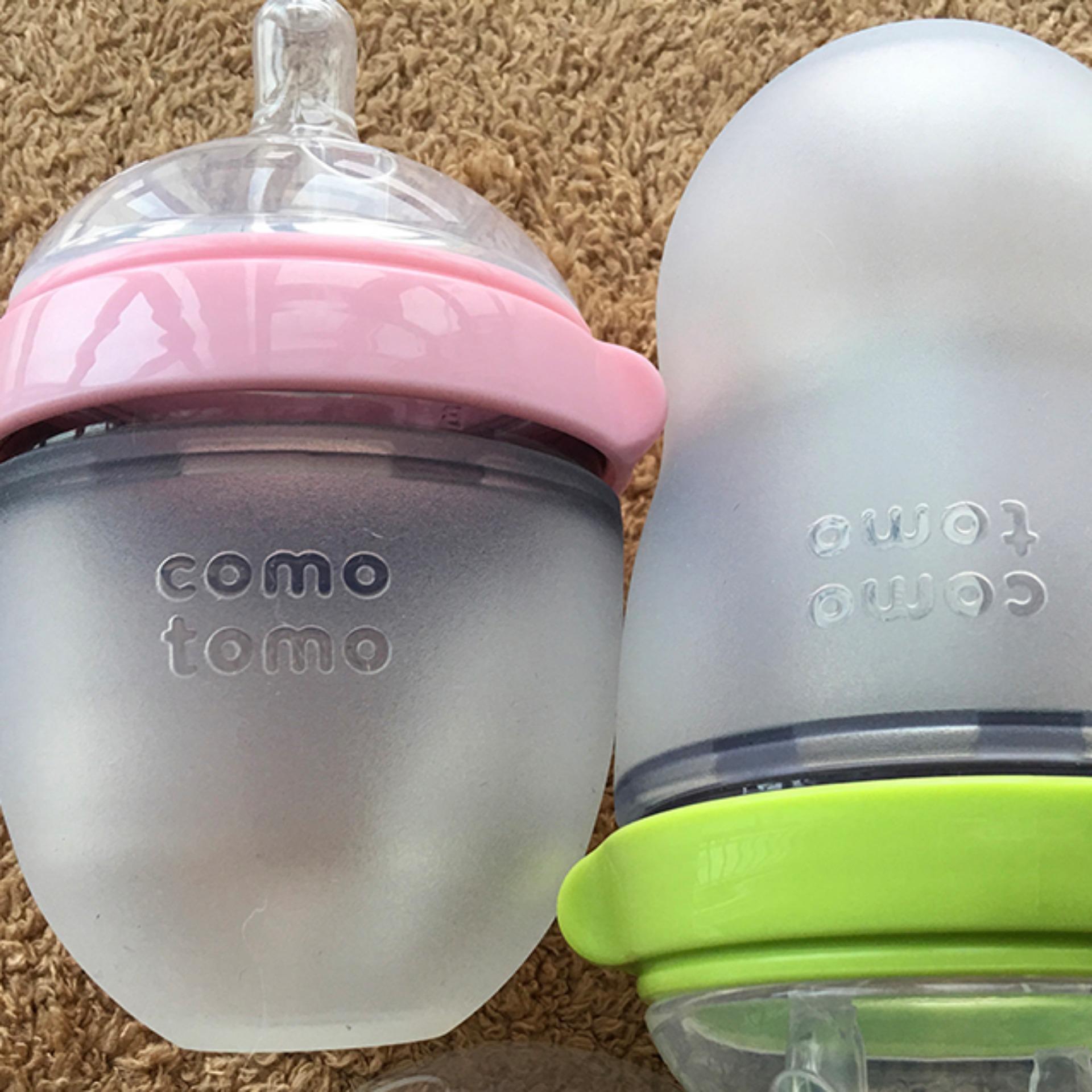 Bộ Bình Sữa Comotomo Silicone 150Ml (Hồng) Và 250Ml (Xanh Lá Nhạt)