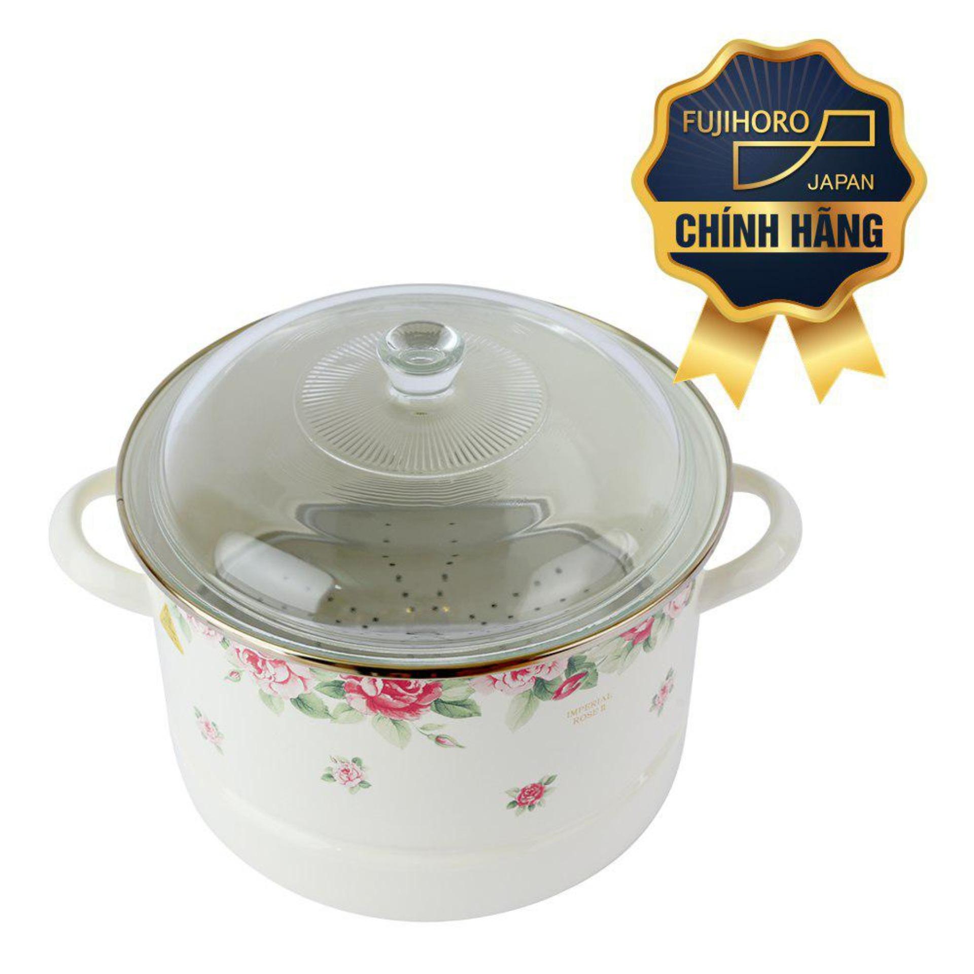 Nồi hấp tráng men Nhật Bản cao cấp Fujihoro - IRV-24SM 24cm (6.1 L) - sử dụng được bếp từ