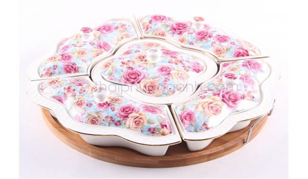 Khay sứ đựng mứt Tết 5 ngăn Royal Houseware H810W M30