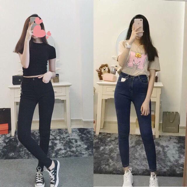 [HCM]Quần jean nữ lưng cao co giãn tốt có túi