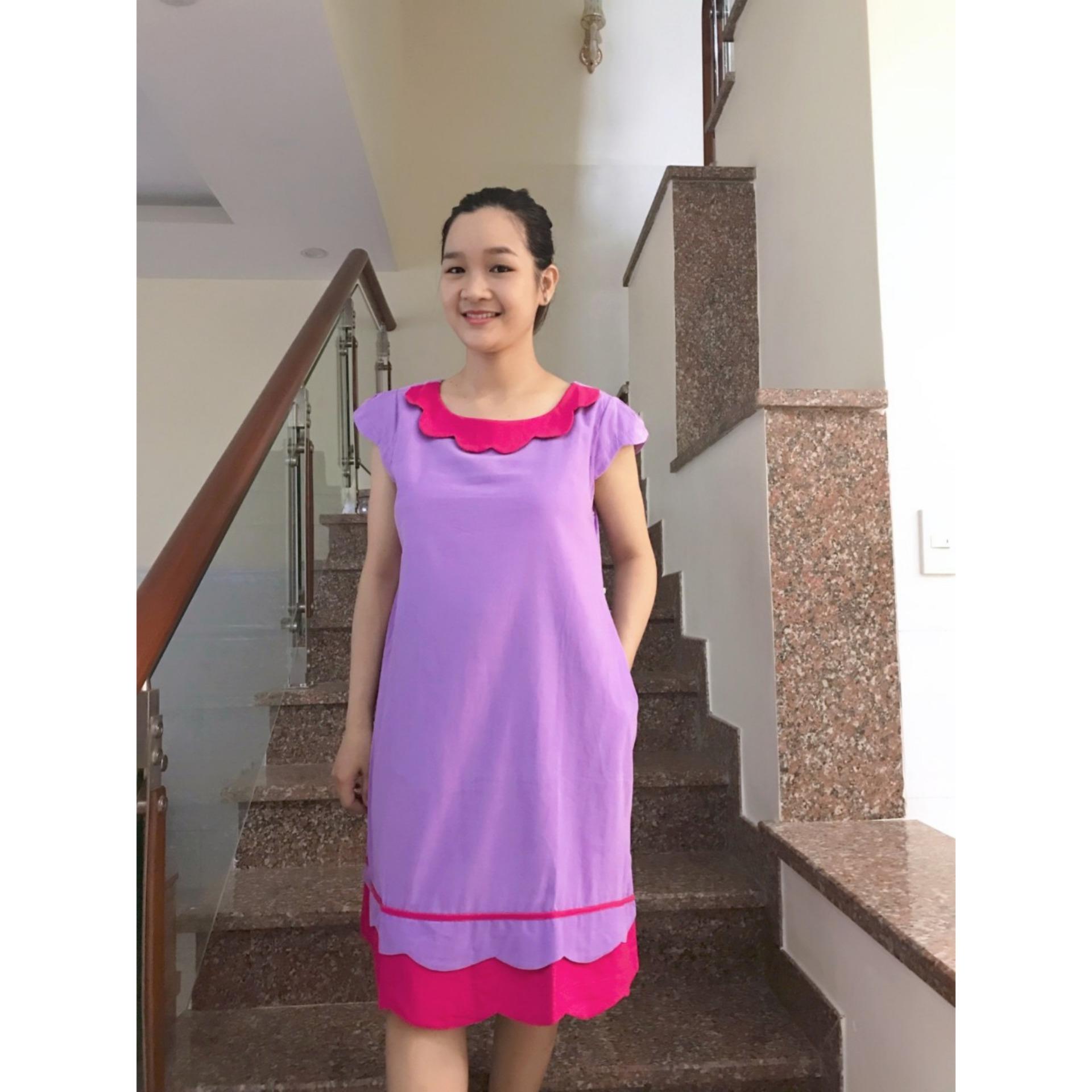 Đầm bầu nhung cổ sen (cam)