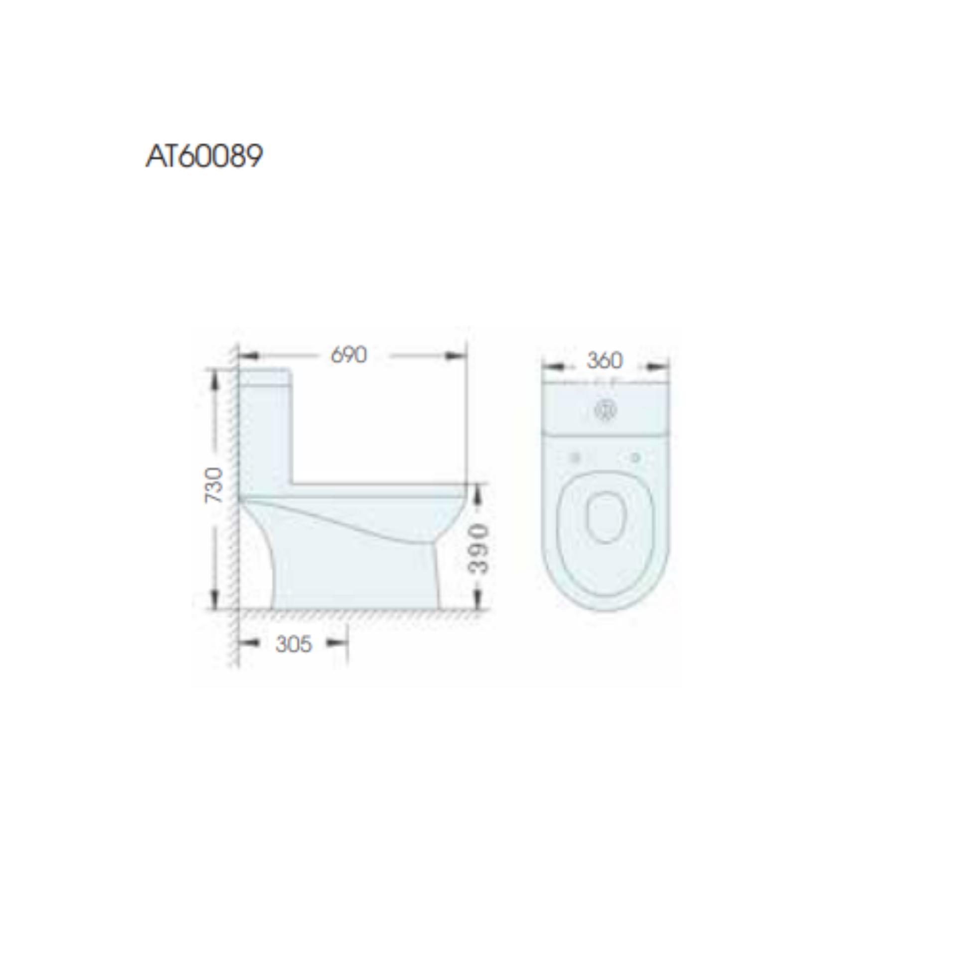 Bồn cầu 1 khối ATMOR Model: AT60089 có thiết kế hiện đại , tăng tính thẩm mỹ của phòng tắm và đảm bảo chất lượng cho người dùng