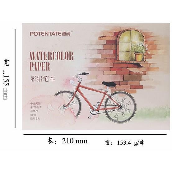 SỔ MÀU NƯỚC POTENTATE A5 MẪU XE ĐẠP ĐL 230G/M2