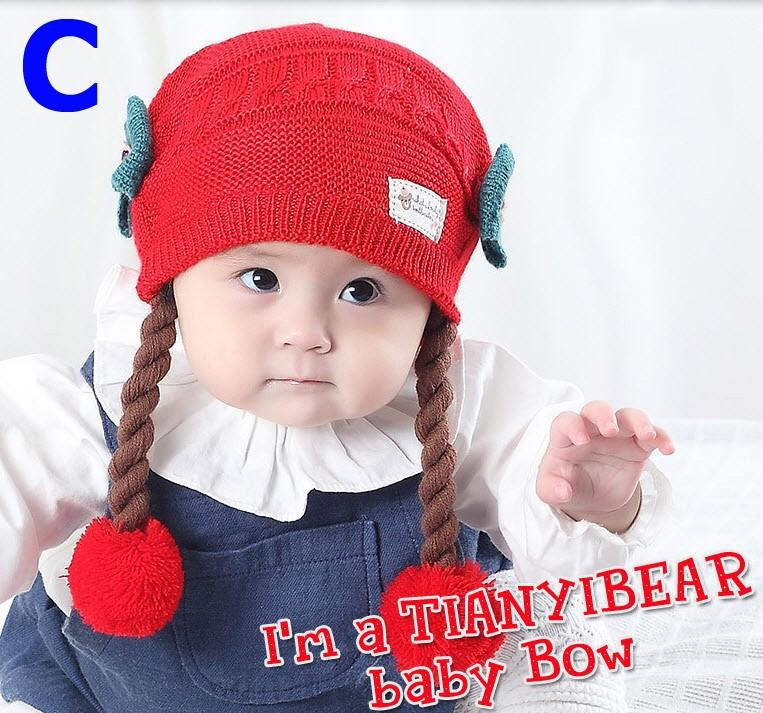 Set Mũ len tóc giả có khăn cho bé từ 6-24 tháng(đỏ)