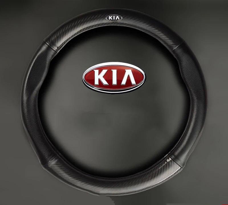 Bọc vô lăng, bọc tay lái có logo KIA màu đen, chất liệu da dày dặn thiết kế bắt mắt Giúp bảo vệ bọc vô lăng nguyên bản một cách tối ưu