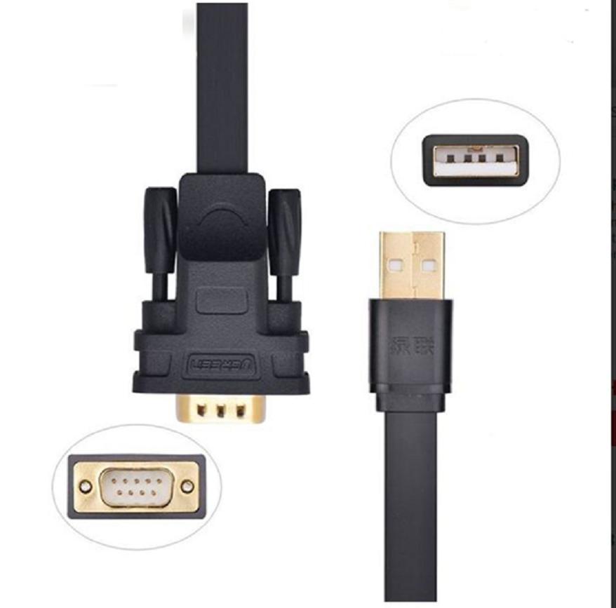 Cáp chuyển đổi USB to com 2M Ugreen 20218 (Đen)