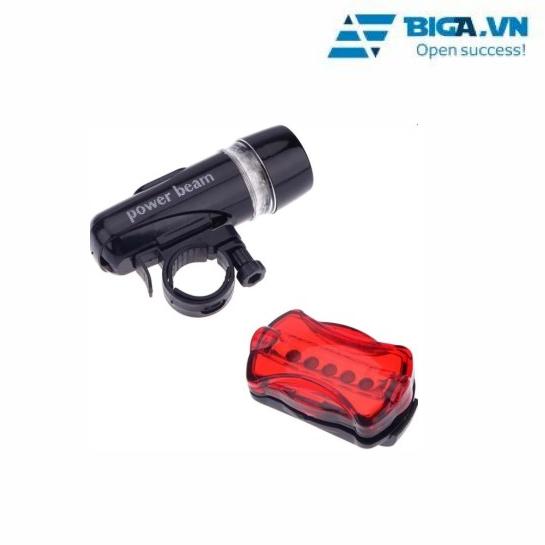 [HCM]Bộ đèn pin gắn xe đạp và đèn chiếu hậu 5 LED WJ-101 (Đen đỏ)