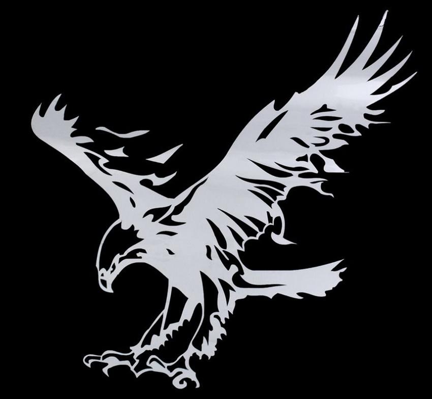 Decal hình Đại Bàng dán xe (Trắng)