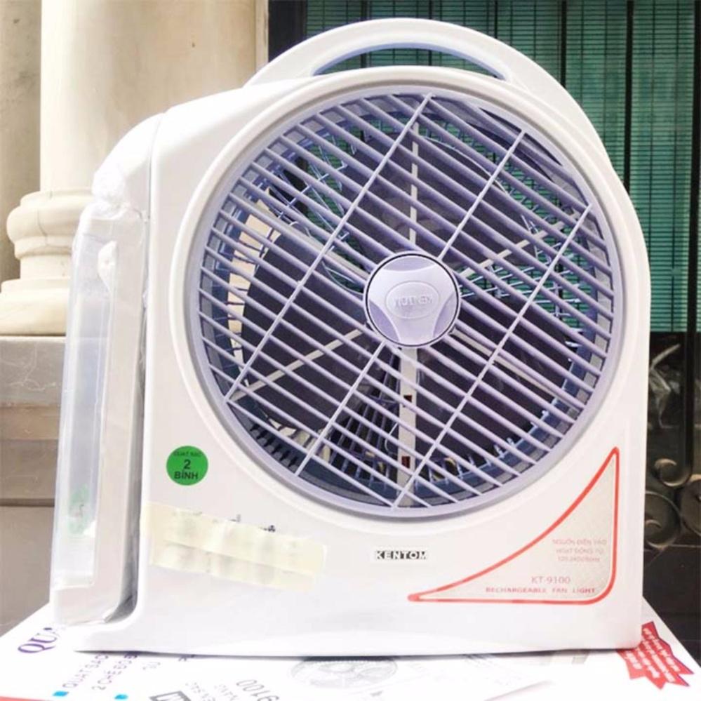 [HCM][NTT] Quạt sạc kiêm đèn sạc Kentom KT9100 2 bình (Trắng)