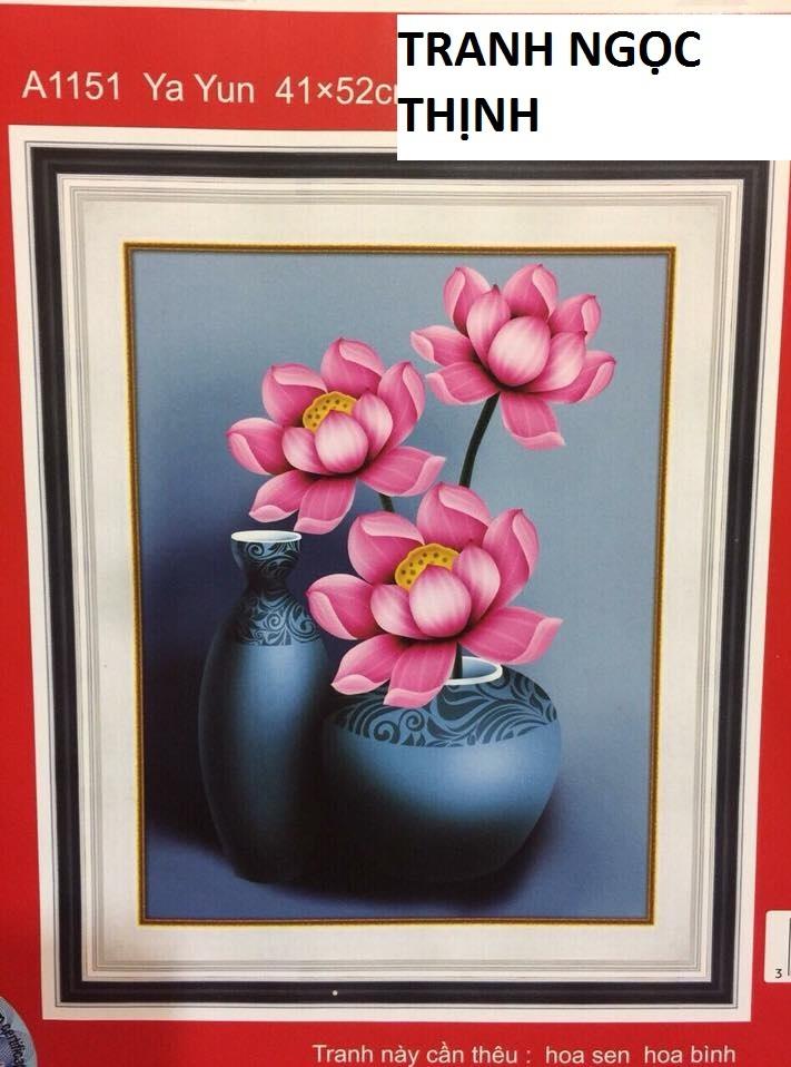 Tranh thêu chữ thập- hoa sen- DLH- A1151- 41x52 cm- Ngocthinhshop