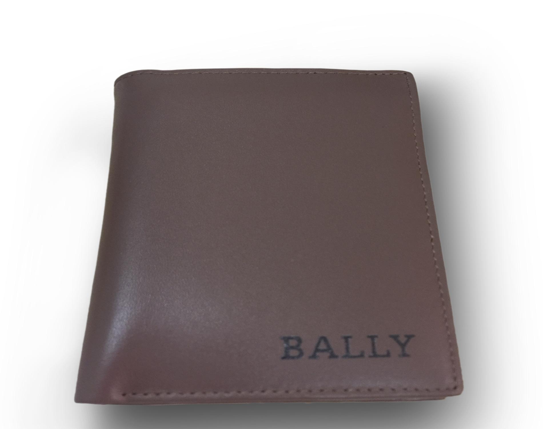 Ví/ Bóp Nam Bally Dáng Đứng Da bò Thật (100%) Nâu Đất - Full box