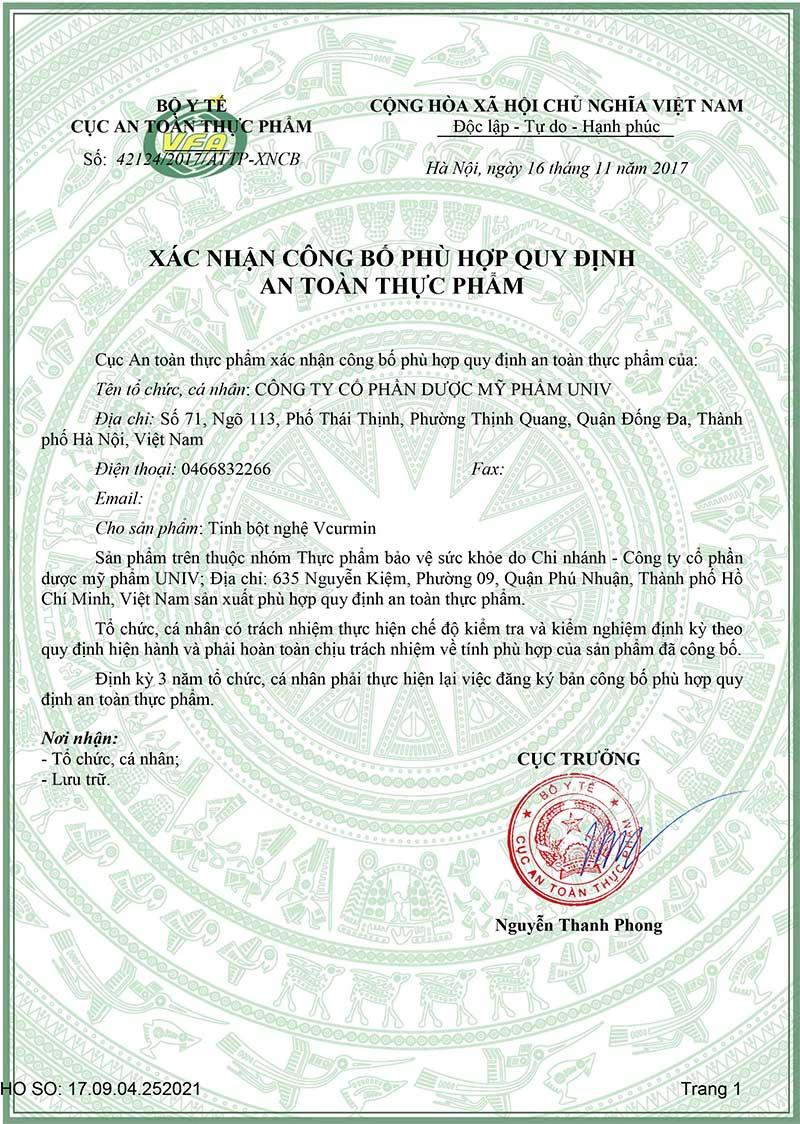 Tinh bột nghệ Vcurmin Viện Khoa Học Công Nghệ 100g
