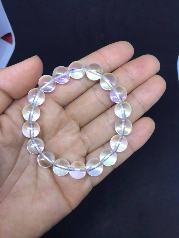 [HCM]VÒNG TAY ĐÁ  THẠCH ANH TRẮNG TRONG 10LY