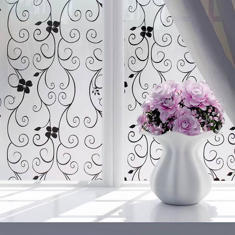 5 Mét Decal Dán Kính Mờ Khổ 45cm Có Sẵn Keo - Hoa Dây Đen TK065