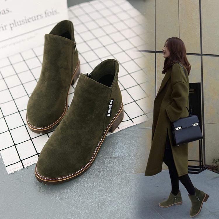 [HCM]Giày boot nữ cổ thấp đế cao Hàn Quốc Lidus HH2811 (Màu Nâu & Màu Đen)