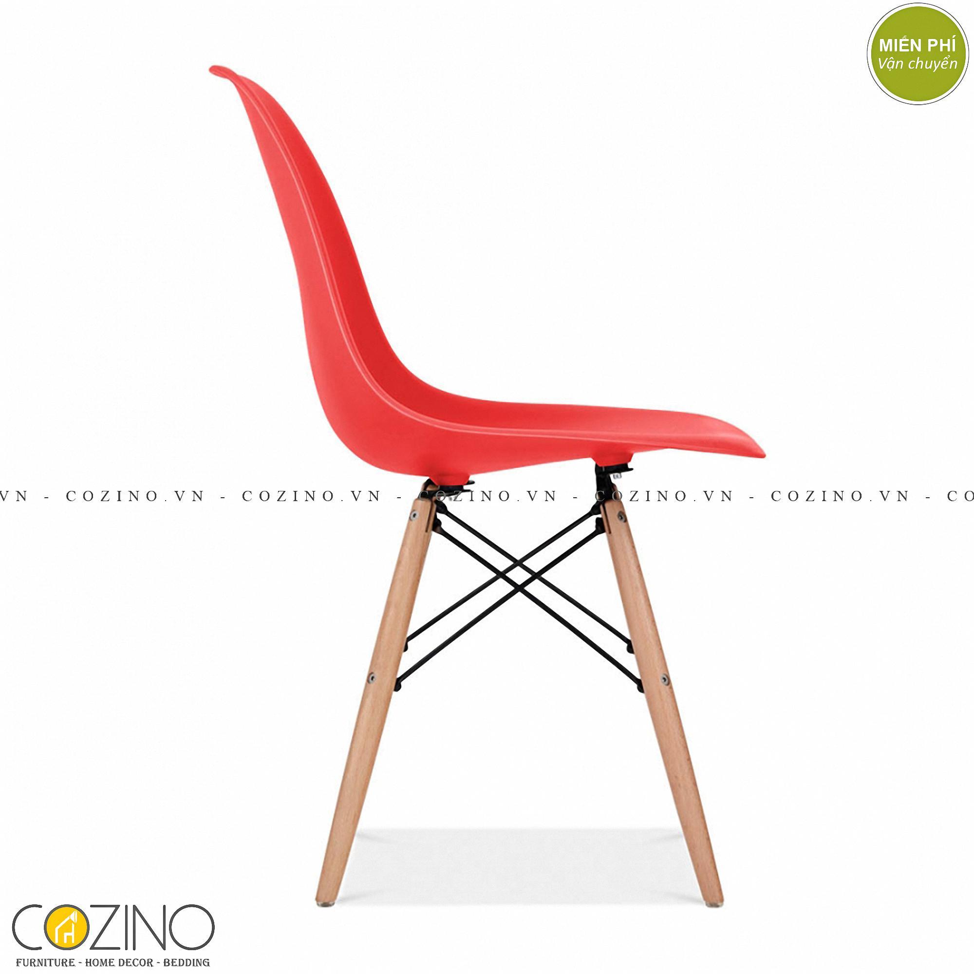 Ghế CZN-Eames màu đỏ chân gỗ