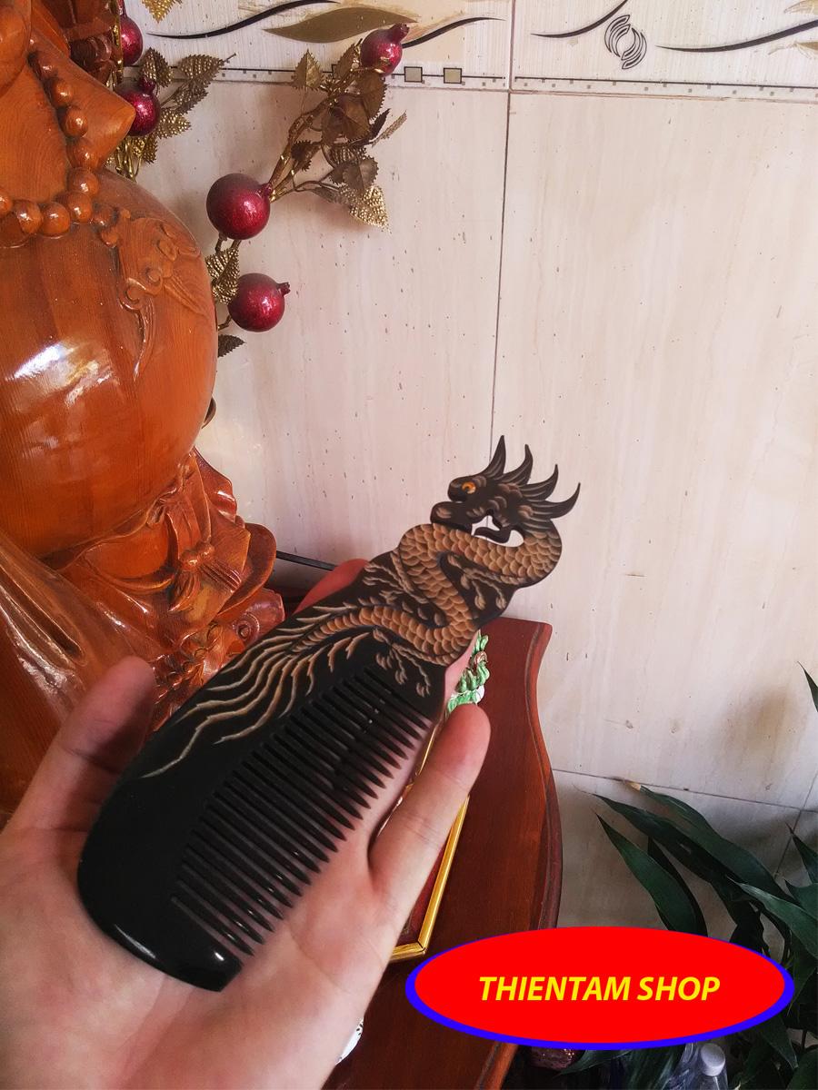 Lược trải đầu sừng trâu đen hình rồng (LST04)
