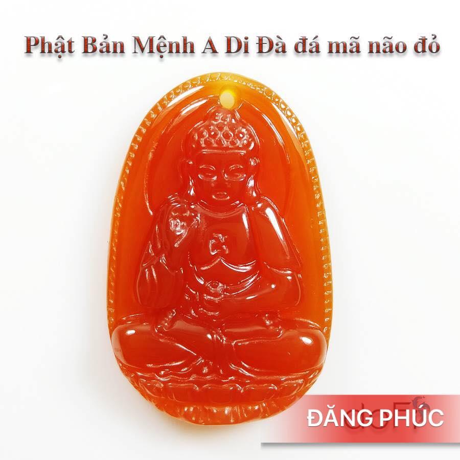 Mặt bản mệnh a-di-đà đá mã não đỏ - tặng kèm dây đeo