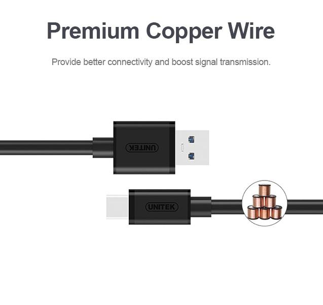 CÁP SẠC TYPE C RA USB 3.0 UNITEK YC474BK