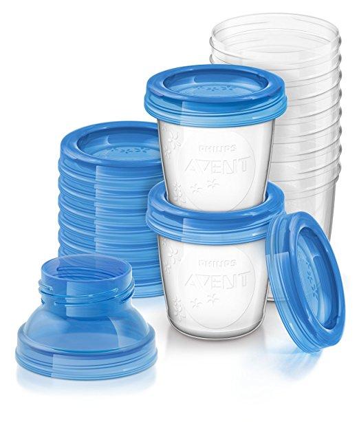Cốc trữ sữa kèm 2 cổ bình Philips AVENT 180ml (Bộ 10 cốc)