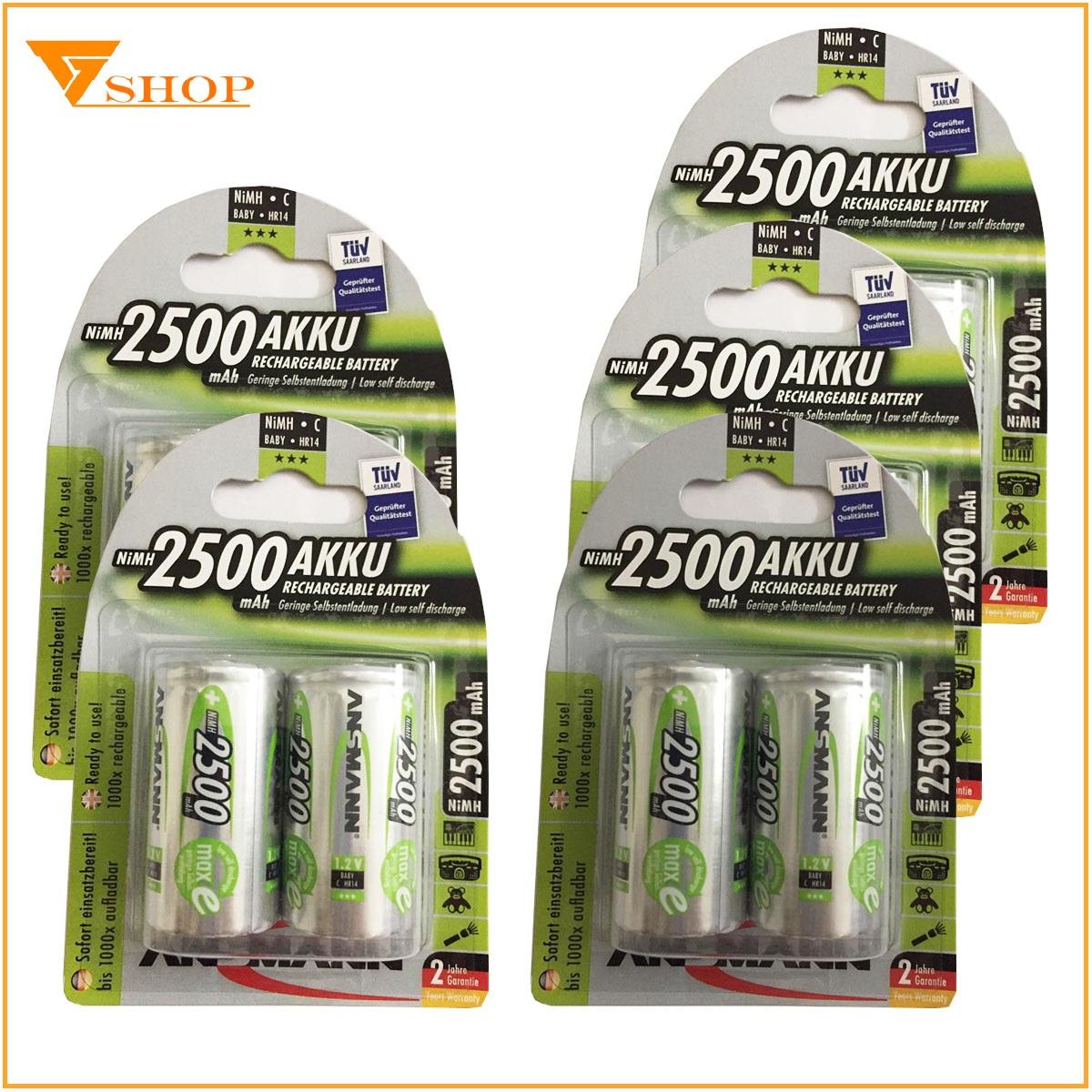 Combo 2 vỉ pin sạc trung C Ansmann 2500mAh (1 vỉ 2 viên)