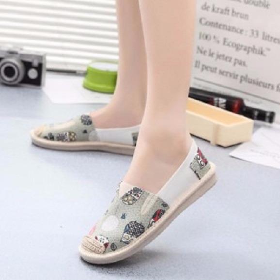 [Hoàn tiền 15%]Giày lười slip on nữ bọc cói vintage
