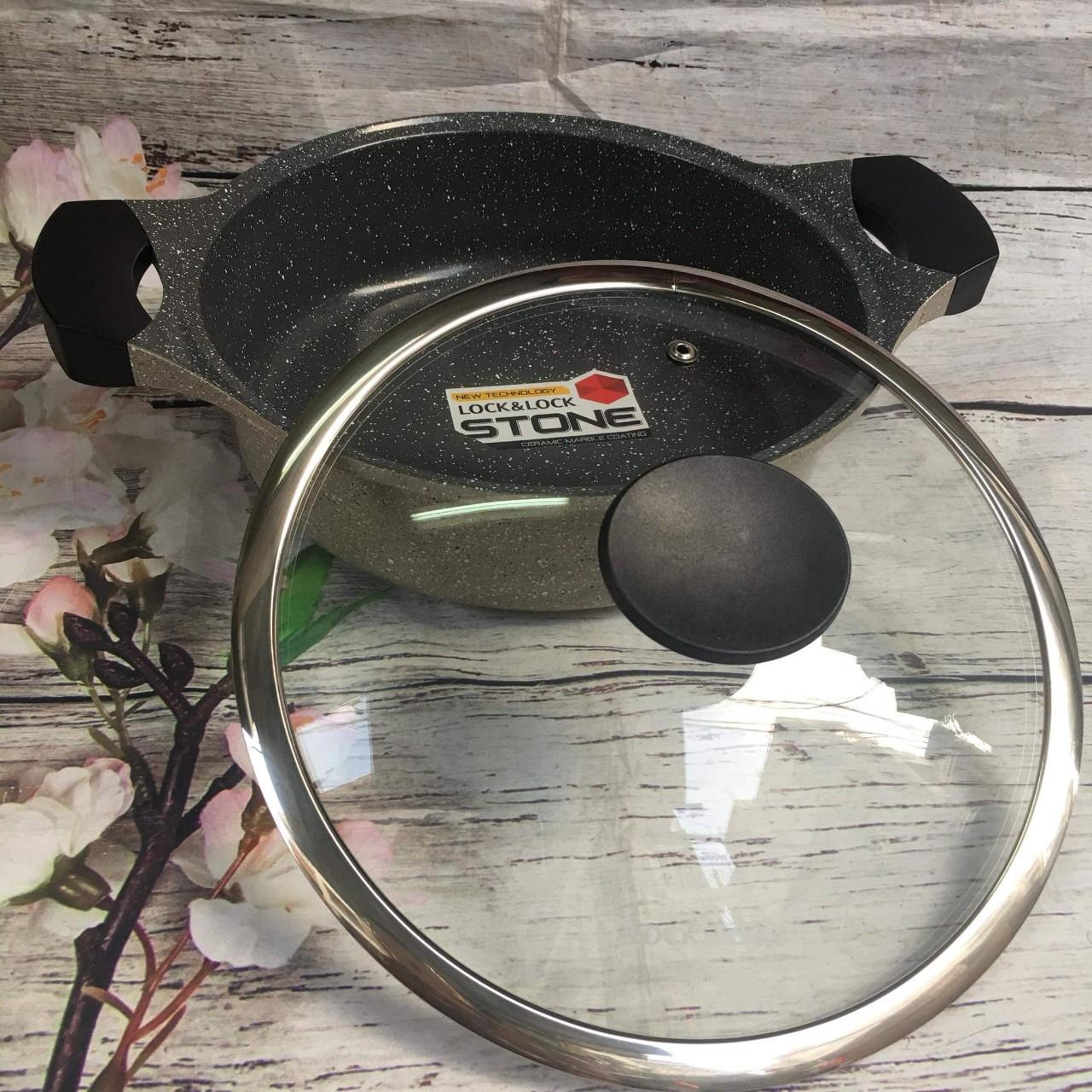 Nồi đá cao cấp 24cm thành thấp Lock&lock Stone