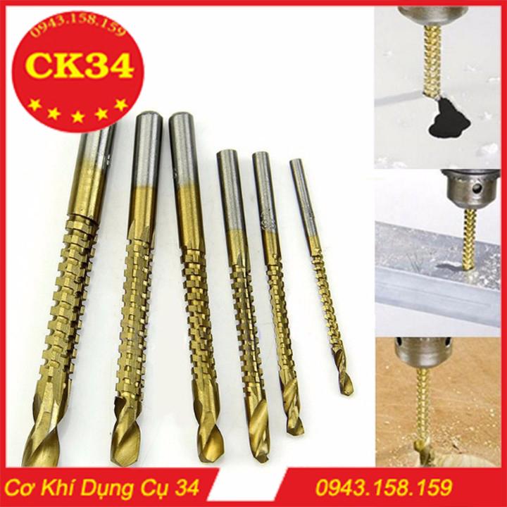 Bộ 6 mũi khoan răng cưa đa năng phủ titanium 3-8mm