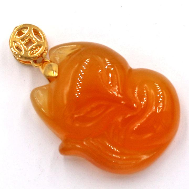 Mặt hồ ly đá thạch anh cam 2.9cm